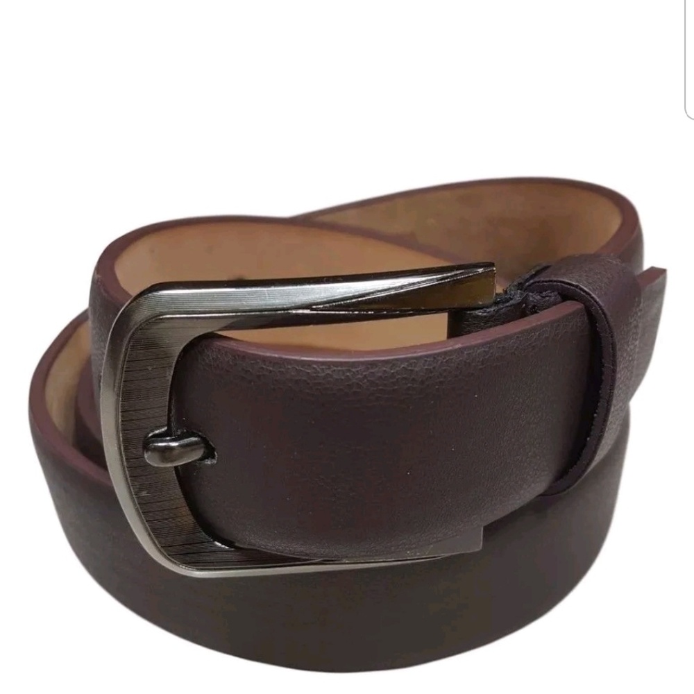 Mens plain brown leather casual belt